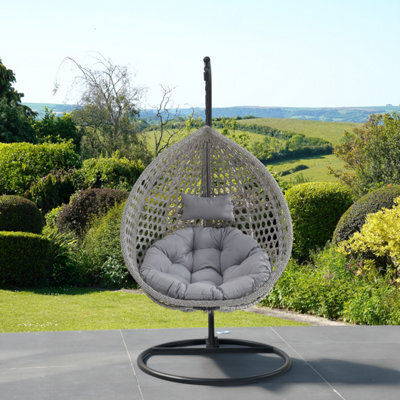 Abingdon Hanging Swing Single Egg Pod Chair - Light Grey