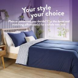 Slumberdown Coverless Comfort Duvet Double 10.5 Tog 2N1 Design Matching Pillowcases Reversible All Year Navy Printed Washable - thumbnail 4