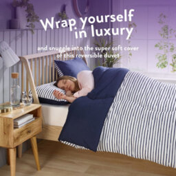 Slumberdown Coverless Comfort Duvet Double 10.5 Tog 2N1 Design Matching Pillowcases Reversible All Year Navy Printed Washable - thumbnail 5