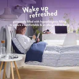 Slumberdown Coverless Comfort Duvet Double 10.5 Tog 2N1 Design Matching Pillowcases Reversible All Year Navy Printed Washable - thumbnail 6