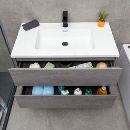Plum&clay Nebula Concrete Wall Hung Vanity Unit With White Basin (W)900mm - thumbnail 6