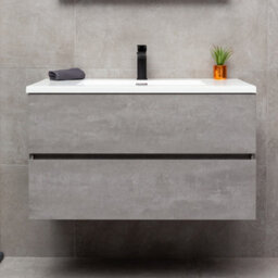 Plum&clay Nebula Concrete Wall Hung Vanity Unit With White Basin (W)900mm - thumbnail 3