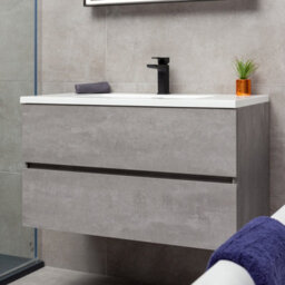 Plum&clay Nebula Concrete Wall Hung Vanity Unit With White Basin (W)900mm - thumbnail 4