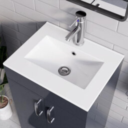 Belofay 500mm Bathroom Vanity Units With Basin With White Ceramic Bathroom Sink Soft Close Hinges & 1 Tap Hole (New York Grey) - thumbnail 4