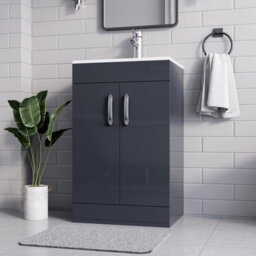 Belofay 500mm Bathroom Vanity Units With Basin With White Ceramic Bathroom Sink Soft Close Hinges & 1 Tap Hole (New York Grey) - thumbnail 1