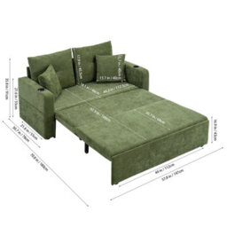 Living And Home 2 Seater Green Sofa Bed With Cup Holders And Pillows - thumbnail 7