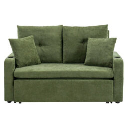 Living And Home 2 Seater Green Sofa Bed With Cup Holders And Pillows - thumbnail 4