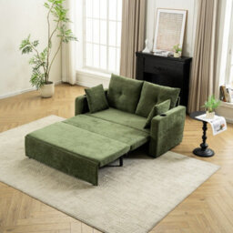 Living And Home 2 Seater Green Sofa Bed With Cup Holders And Pillows - thumbnail 2