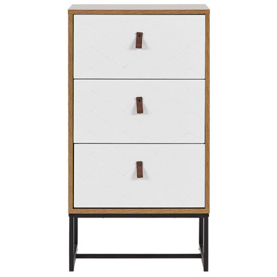 Beliani Light Brown 3-Drawer Chest Of Drawers With White Metal Legs, W49 X D38 X H91Cm - image 1