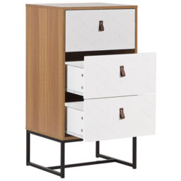 Beliani Light Brown 3-Drawer Chest Of Drawers With White Metal Legs, W49 X D38 X H91Cm - thumbnail 5