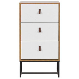 Beliani Light Brown 3-Drawer Chest Of Drawers With White Metal Legs, W49 X D38 X H91Cm - thumbnail 1