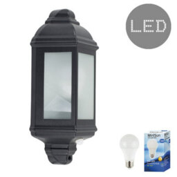 Valuelights Kayleigh Traditional Black Aluminium Pir Motion Sensor Outdoor Garden Wall Lantern Ip44 Light With Led Bulb
