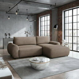 Bello L Shape Sofa Bed With Bedding Storage Contoured Cushions Modern Living Room Corner Settee Furnipol Brown Right
