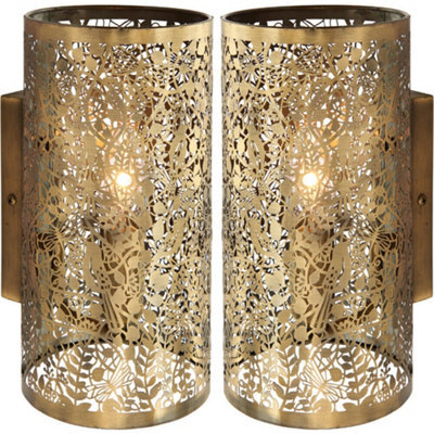 2 Pack Dimming Led Wall Light Pretty Brass Birds Steel Shade Modern Lamp Fitting - image 1