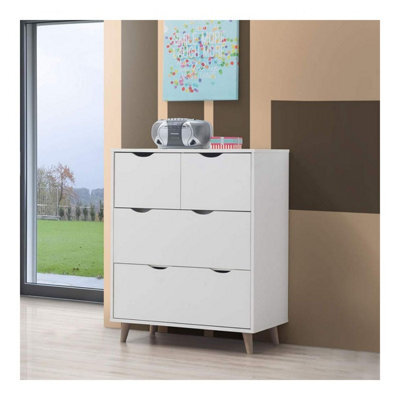Timber Art Design Pulford Scandi Chest 4 Drawers White Bedroom Living Room Storage Furniture - image 1