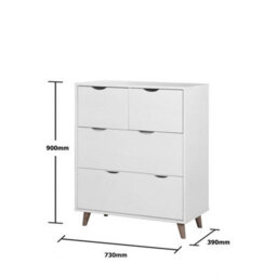 Timber Art Design Pulford Scandi Chest 4 Drawers White Bedroom Living Room Storage  Furniture - thumbnail 7