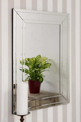 Mirroroutlet Langley All Glass Modern Bevelled Wall Mirror 100 X 70Cm - image 1