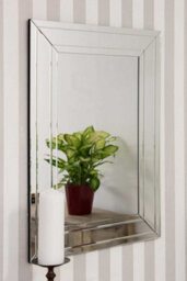 Mirroroutlet Langley All Glass Modern Bevelled Wall Mirror 100 X 70Cm - thumbnail 1