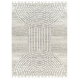 Livabliss Nora-Modern Grey Ivory High Pile Fringe Living Dining Bedroom Rug 140 X 200 Cm Easy Care, Non Shedding - thumbnail 1