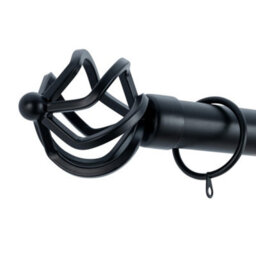 A.unique Home Twisted Metal Extendable Curtain Pole With Rings And Fittings (25/28mm) - Matte Black, 180Cm - 340Cm Approx - thumbnail 2