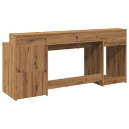 Berkfield Desk With Led Lights Artisian Oak 200X55X91 Cm Engineered Wood - thumbnail 8