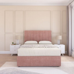 "Sloomy 4Ft Manhattan Divan Bed Base Pink Plush ,no Drawers & 26"" Struts Headboard - Small Double" - thumbnail 2
