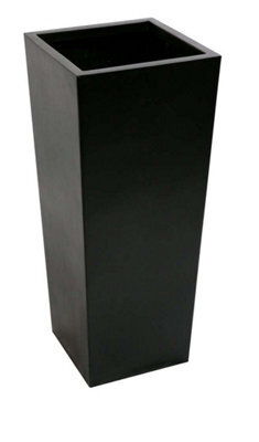 Primrose Tall Flared Square Fibreglass Outdoor Garden Planter In Matt Black 120Cm X 43Cm - image 1