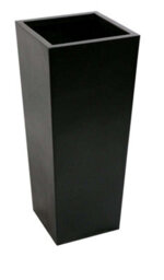 Primrose Tall Flared Square Fibreglass Outdoor Garden Planter In Matt Black 120Cm X 43Cm - thumbnail 1