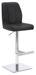 Lamboro Ravenna Deluxe Breakfast Bar Stool, Chrome Footrest, Height Adjustable Swivel Gas Lift, Home Bar & Kitchen Leather Barstool, Black - thumbnail 1
