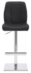 Lamboro Ravenna Deluxe Breakfast Bar Stool, Chrome Footrest, Height Adjustable Swivel Gas Lift, Home Bar & Kitchen Leather Barstool, Black - thumbnail 3