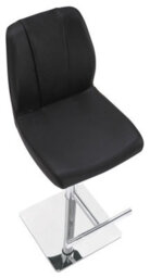 Lamboro Ravenna Deluxe Breakfast Bar Stool, Chrome Footrest, Height Adjustable Swivel Gas Lift, Home Bar & Kitchen Leather Barstool, Black - thumbnail 6