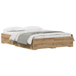 Berkfield Modern Bed Frame With Drawers Artisan Oak Engineered Wood 140 X 190 Cm - thumbnail 3