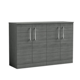 Balterley Bramshall Modern Bathroom 2 Door Floor Standing Vanity Unit With Worktop & Handles, Anthracite Woodgrain, 1205 mm - thumbnail 1