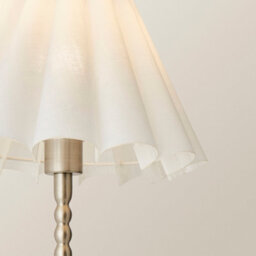 Valuelights Maeve White Scallop Pleated Taper Shade Brushed Chrome Bobbin Table Lamp & Bulb - thumbnail 3
