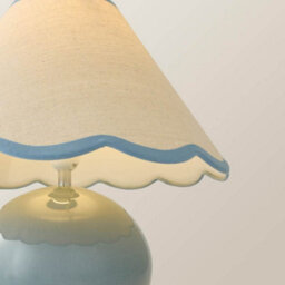 Valuelights Bosco Eucalyptus Ceramic Table Lamp With Blue Trim Scallop Shade - thumbnail 3