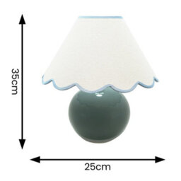 Valuelights Bosco Eucalyptus Ceramic Table Lamp With Blue Trim Scallop Shade - thumbnail 6