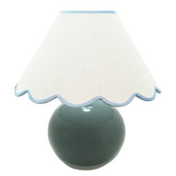 Valuelights Bosco Eucalyptus Ceramic Table Lamp With Blue Trim Scallop Shade - thumbnail 2