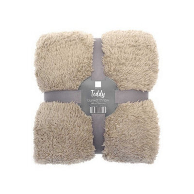 Ribbon Teddy Fleece Throw Natural (170Cm X 130Cm)