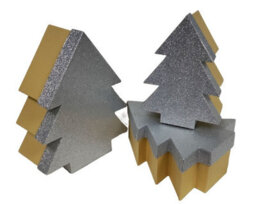 Eurowrap Silver Glitter Christmas Tree Gift Boxes Set Of 3 Nestable Gift Boxes - thumbnail 2