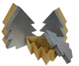 Eurowrap Silver Glitter Christmas Tree Gift Boxes Set Of 3 Nestable Gift Boxes - thumbnail 6