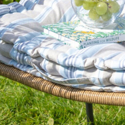 Dibor Set Of 2 Giant Blue Striped Outdoor Garden Chair Seat Pad Cushions - thumbnail 5