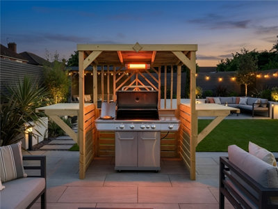 Edecks Deluxe The Pavilion Wooden Bbq Shelter With Dual Foldout Bar Worktops 6 X 7Ft - Outdoor Garden Diy Barbecue Grill Gazebo - image 1