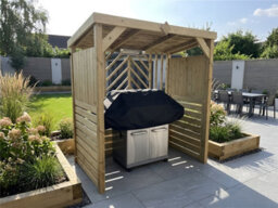 Edecks Deluxe The Pavilion Wooden Bbq Shelter With Dual Foldout Bar Worktops 6 X 7Ft - Outdoor Garden Diy Barbecue Grill Gazebo - thumbnail 5
