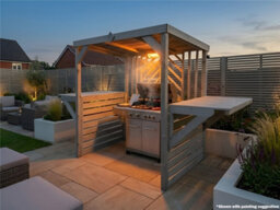 Edecks Deluxe The Pavilion Wooden Bbq Shelter With Dual Foldout Bar Worktops 6 X 7Ft - Outdoor Garden Diy Barbecue Grill Gazebo - thumbnail 4
