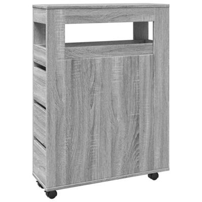 Berkfield Classic Narrow Bathroom Cabinet With Wheels Grey Sonoma Engineered Wood