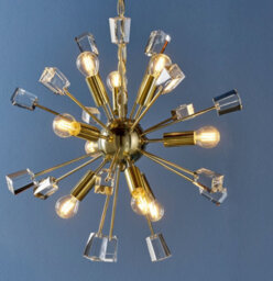 Anson Lighting Meldon Satin Brass With Clear K5 Crystal Glass Decorative 9 Light Ceiling Pendant - thumbnail 2