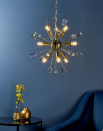 Anson Lighting Meldon Satin Brass With Clear K5 Crystal Glass Decorative 9 Light Ceiling Pendant - thumbnail 3