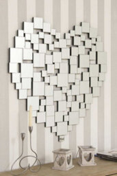 Mirroroutlet Love All Glass Frameless Collage Heart Wall Mirror 80 X 80 Cm - thumbnail 2