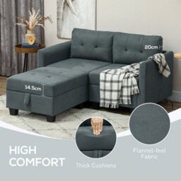 Wyld Haus Bakeli Dark Grey 2 Seater Modular L-Shaped Sofa With Integrated Storage, Ottoman Module, Removable Covers - thumbnail 6
