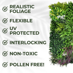 Artificial Plant Flower Living Wall Panels Realistic - Wordsworth - Indoor / Outdoor - 1M X 1M - Home, Garden, Office - thumbnail 3